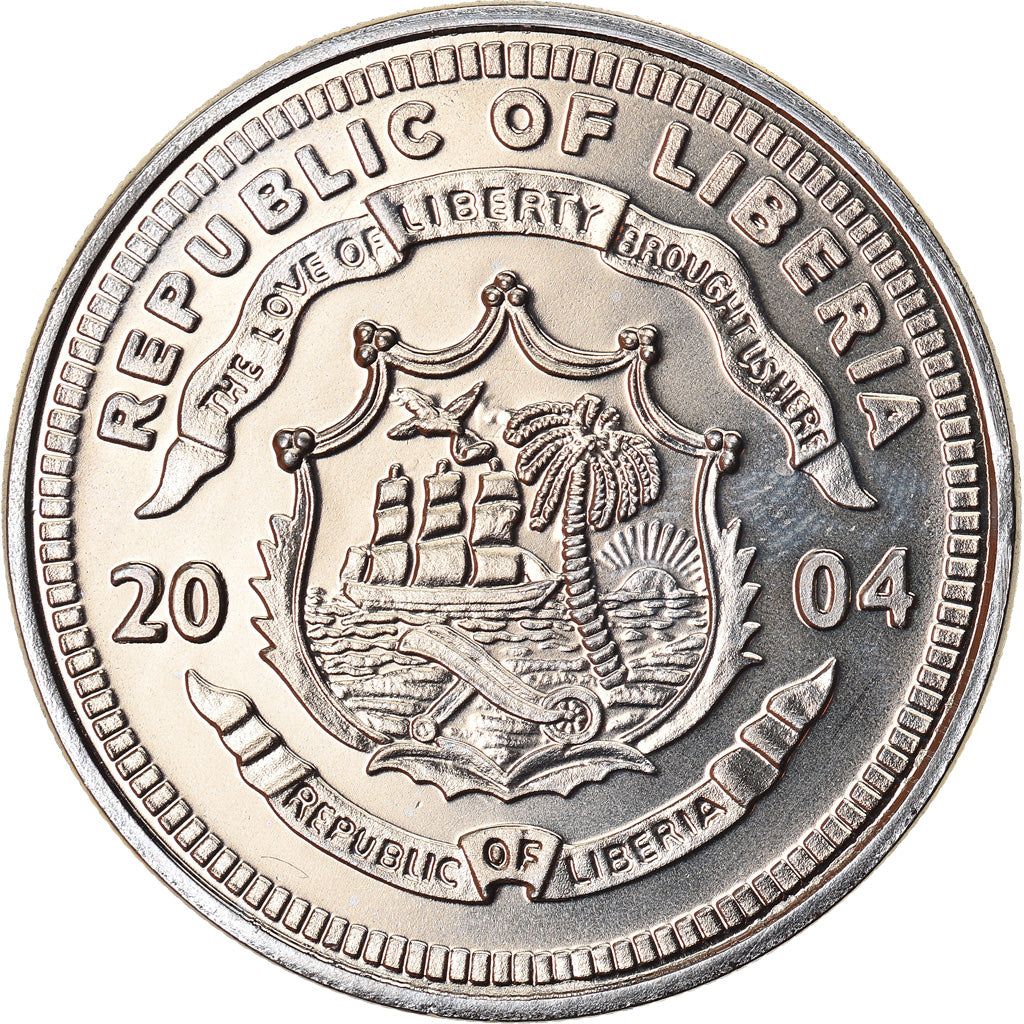 Coin, Liberia, New Vatican coins, 5 Dollars, 2004, Proof, MS(65-70), Maillechort