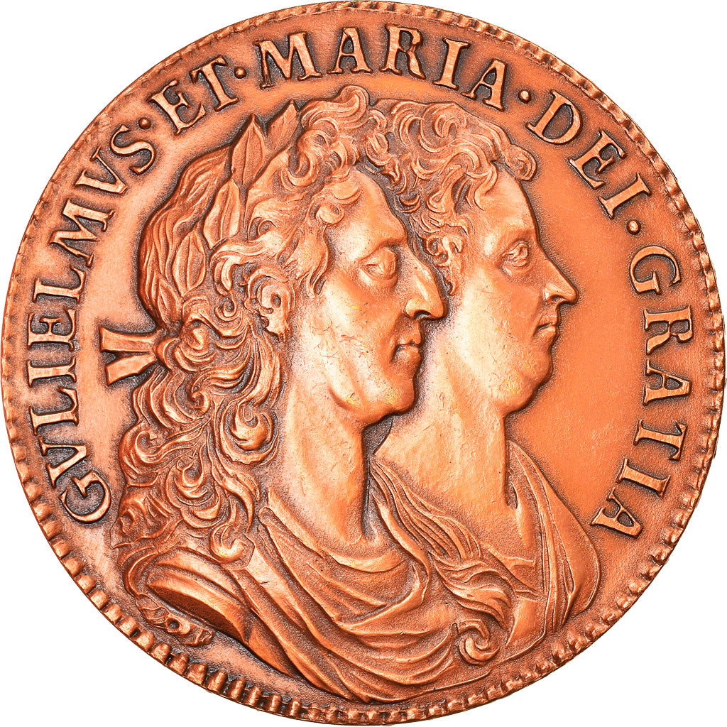Reino Unido, Medal, Reproduction 1/2 Crown, Guillaume et Marie, História, 1975