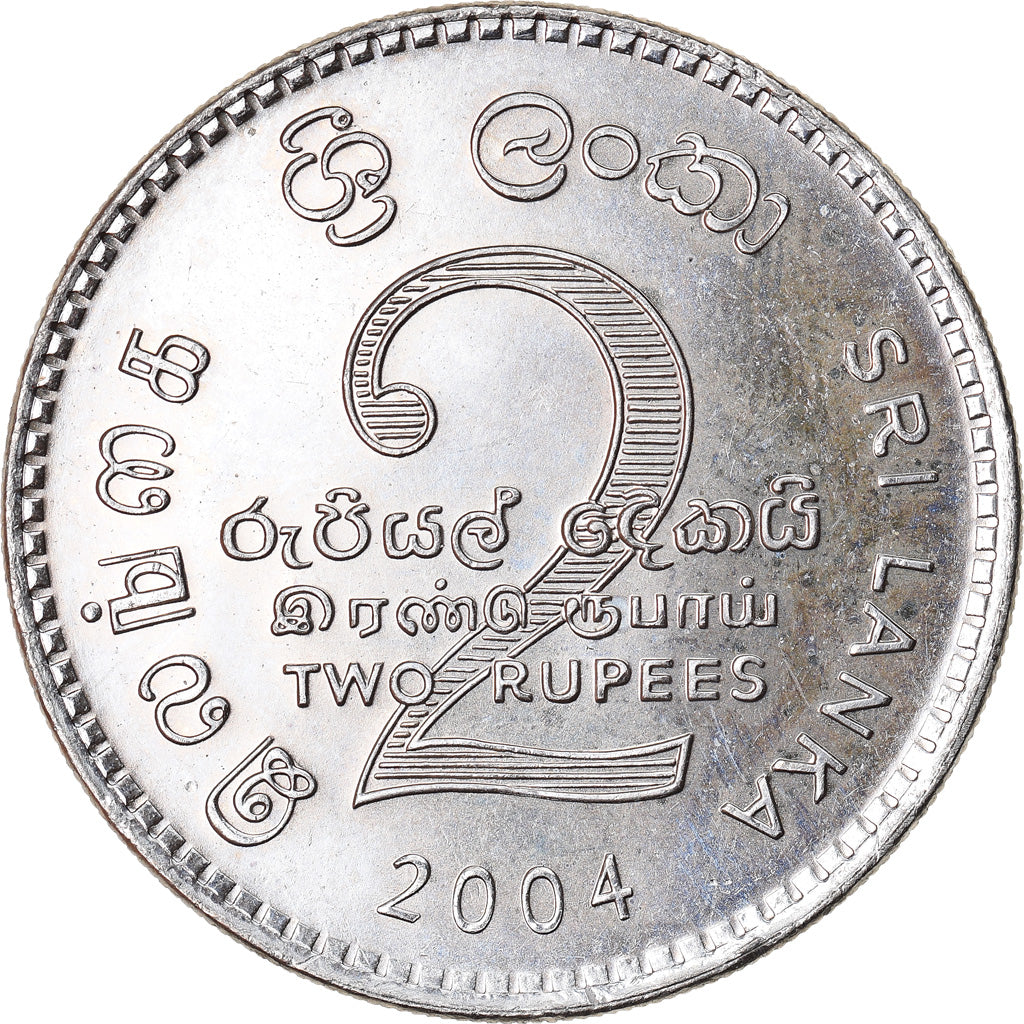 Coin, Sri Lanka, 2 Rupees, 2004, AU(55-58), Copper-nickel, KM:147