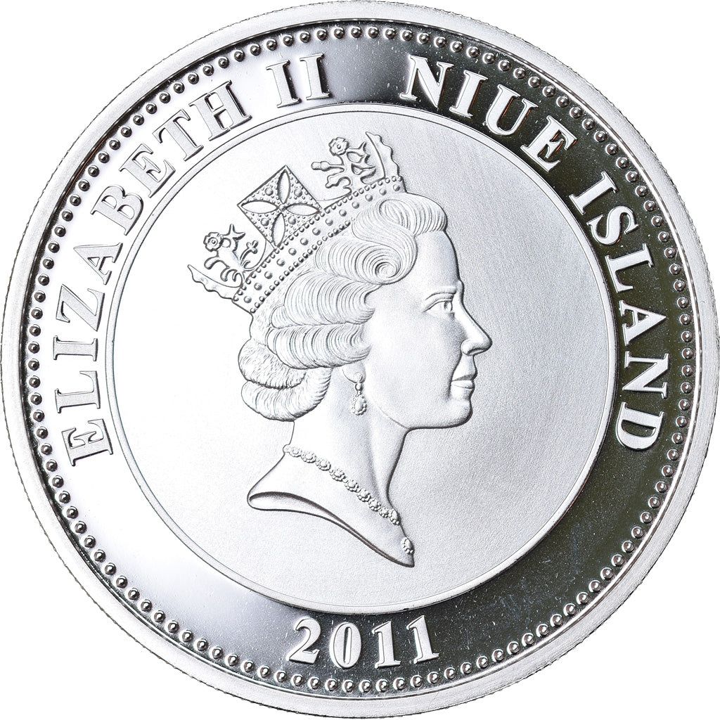 Munten, Niue, Elizabeth II, Dollar, 2011, New Zealand, FDC, Silver plated