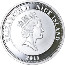 Munten, Niue, Elizabeth II, Dollar, 2011, New Zealand, FDC, Silver plated