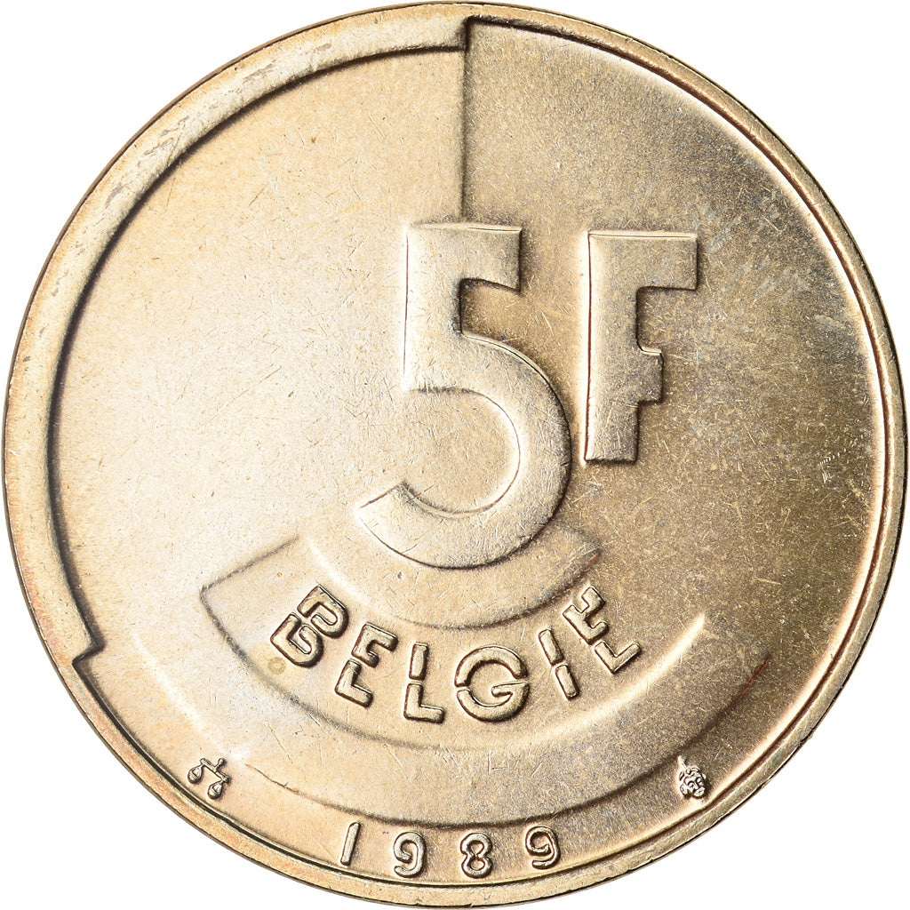 Coin, Belgium, 5 Francs, 5 Frank, 1989, MS(65-70), Brass Or Aluminum-Bronze