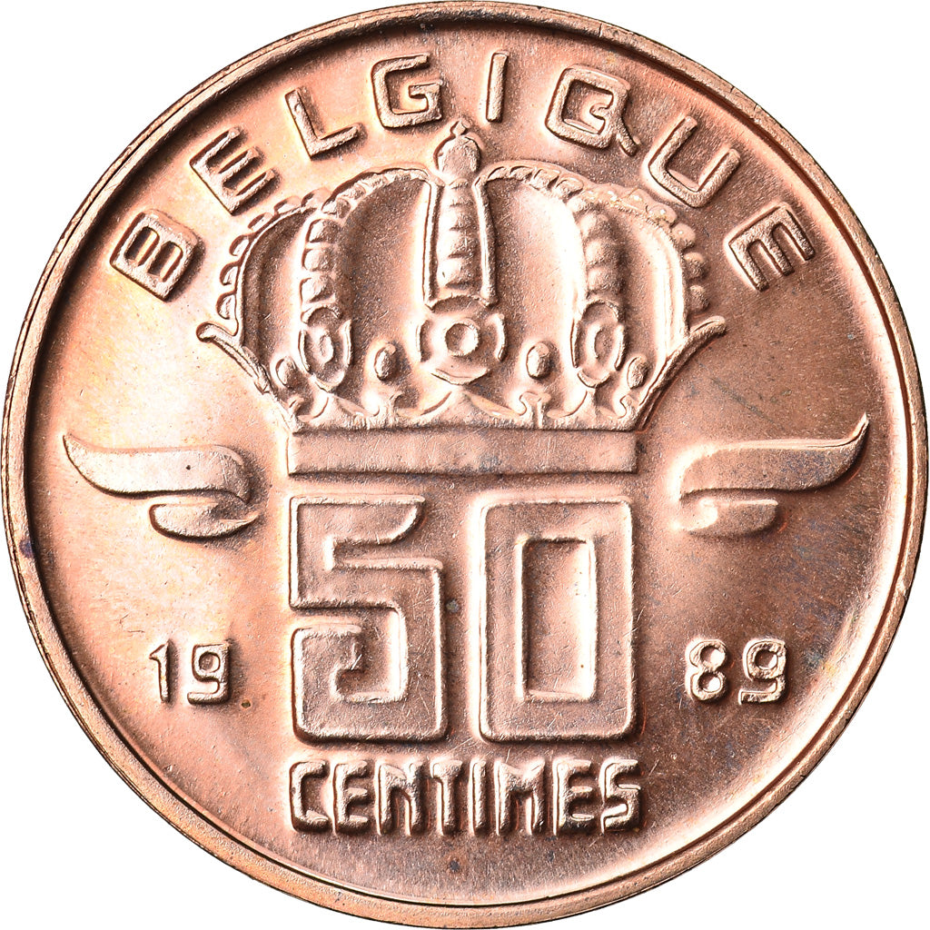 Coin, Belgium, Baudouin I, 50 Centimes, 1989, MS(64), Bronze, KM:148.1