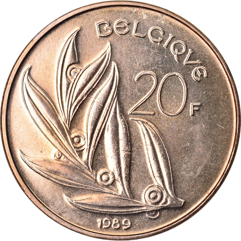 Coin, Belgium, 20 Francs, 20 Frank, 1989, MS(65-70), Nickel-Bronze, KM:159
