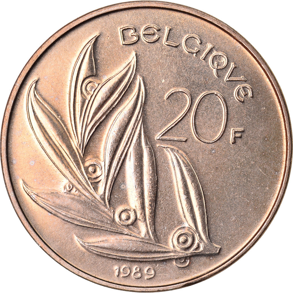 Coin, Belgium, 20 Francs, 20 Frank, 1989, MS(64), Nickel-Bronze, KM:159