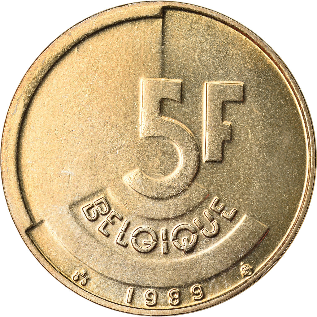 Coin, Belgium, 5 Francs, 5 Frank, 1989, MS(65-70), Brass Or Aluminum-Bronze