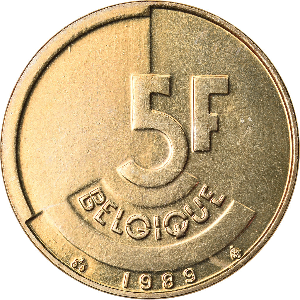 Moeda, Bélgica, 5 Francs, 5 Frank, 1989, MS(64), Latão ou Alumínio-Bronze