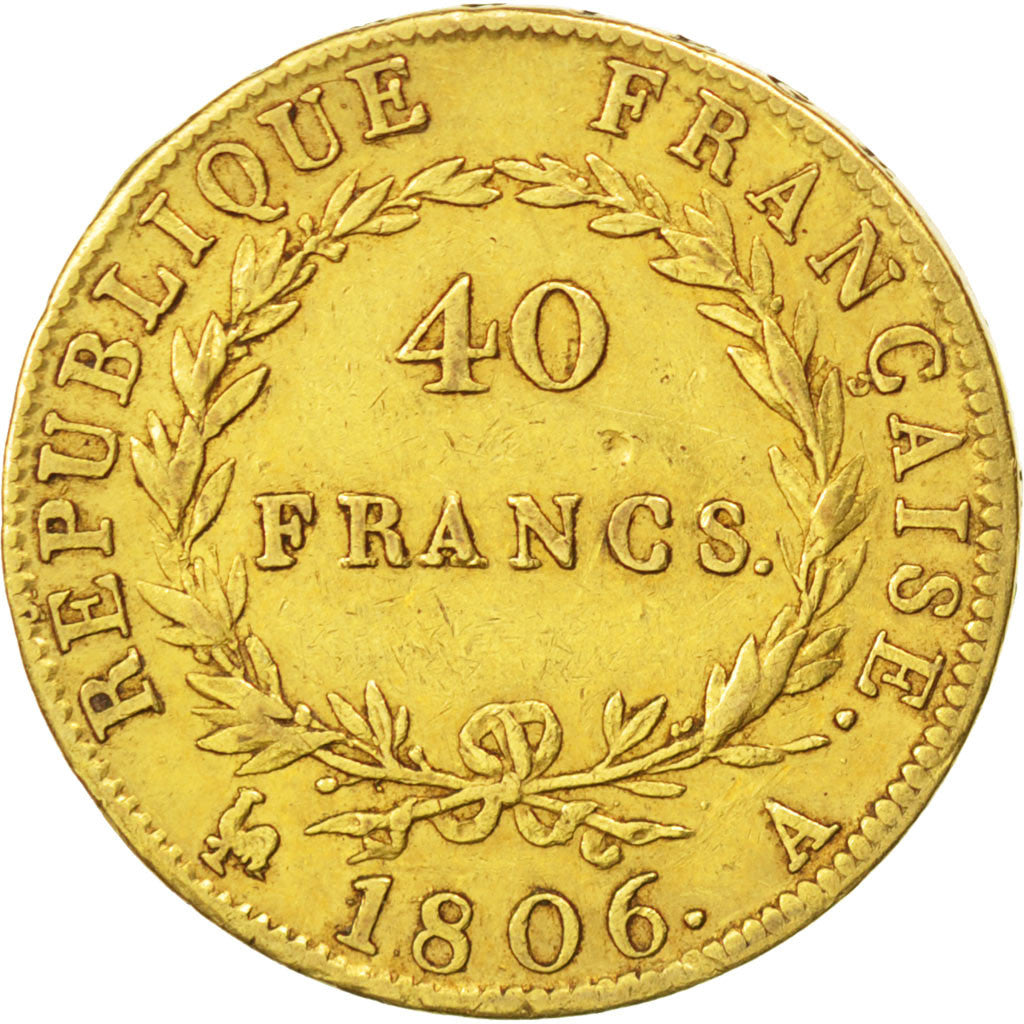 Premier Empire, 40 Francs Or Napoléon Empereur 1806 A, Paris, KM 675.1