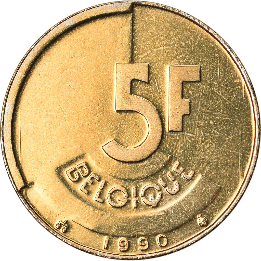 Coin, Belgium, 5 Francs, 5 Frank, 1990, MS(65-70), Brass Or Aluminum-Bronze