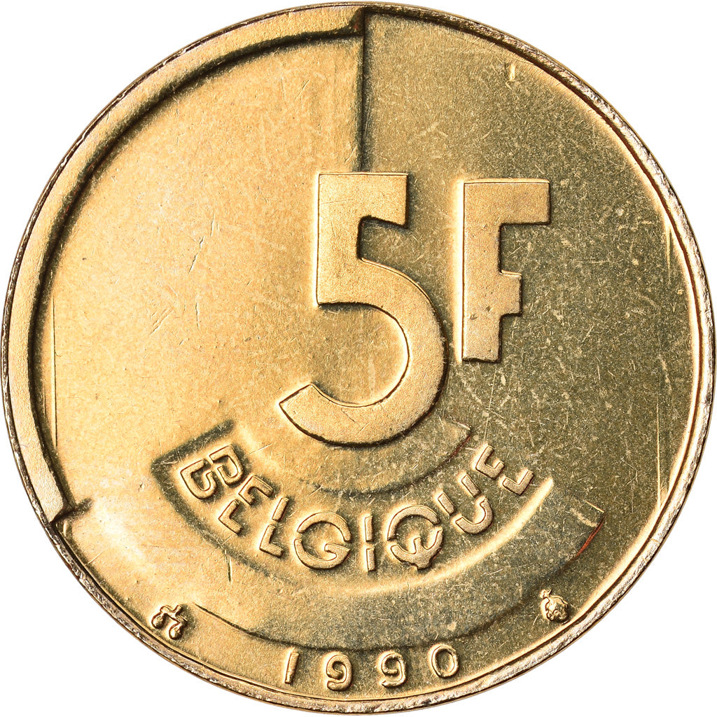 Coin, Belgium, 5 Francs, 5 Frank, 1990, MS(64), Brass Or Aluminum-Bronze, KM:163