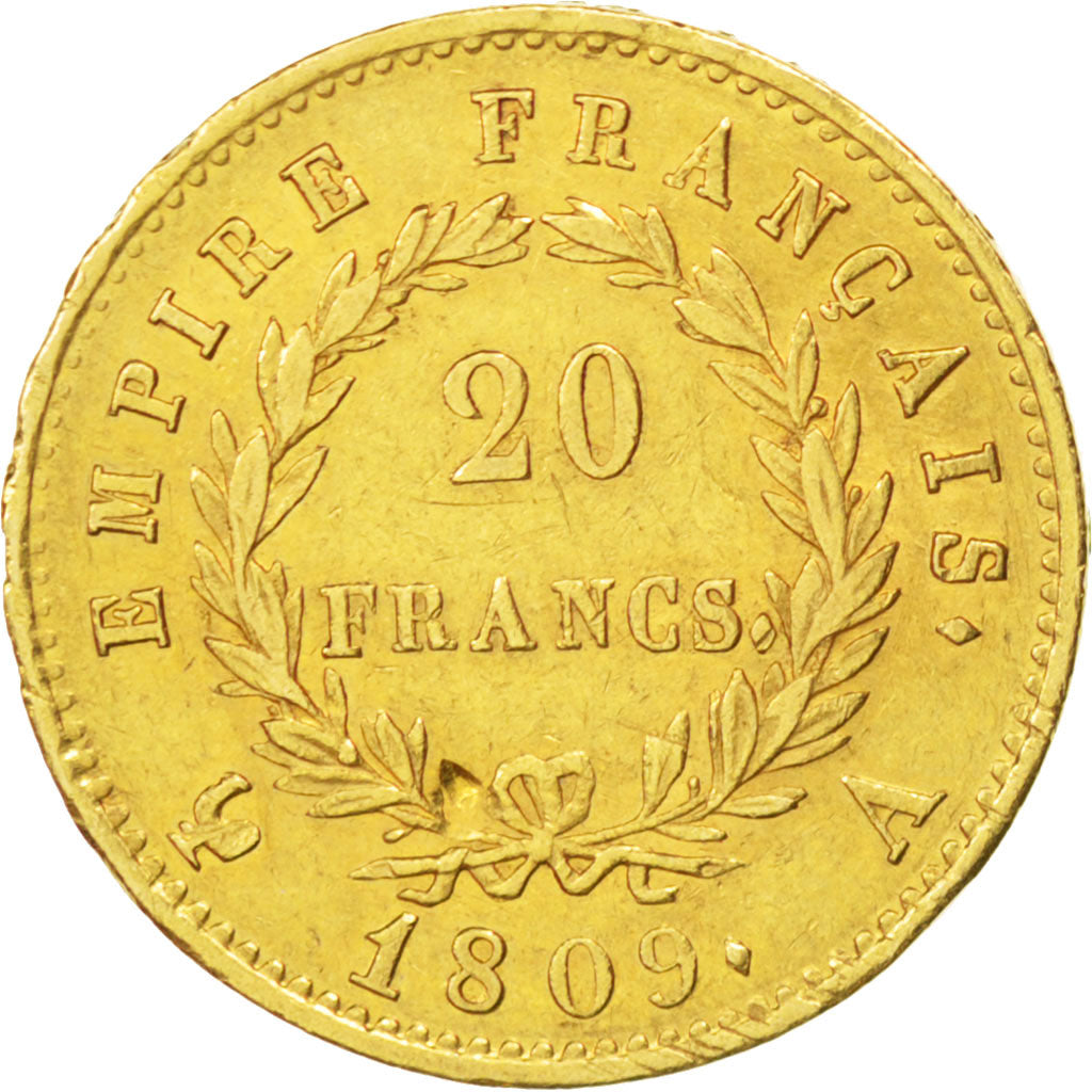 Premier Empire, 20 Francs Or Napoléon Empereur 1809 A, Paris, KM 695.1