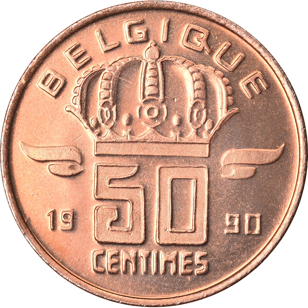 Coin, Belgium, Baudouin I, 50 Centimes, 1990, MS(64), Bronze, KM:148.1