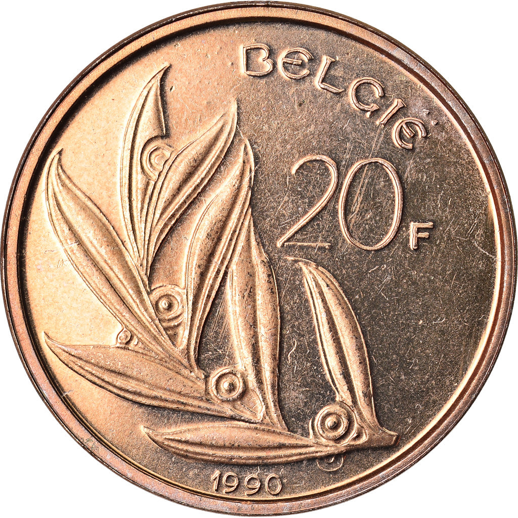 Coin, Belgium, 20 Francs, 20 Frank, 1990, MS(65-70), Nickel-Bronze, KM:160