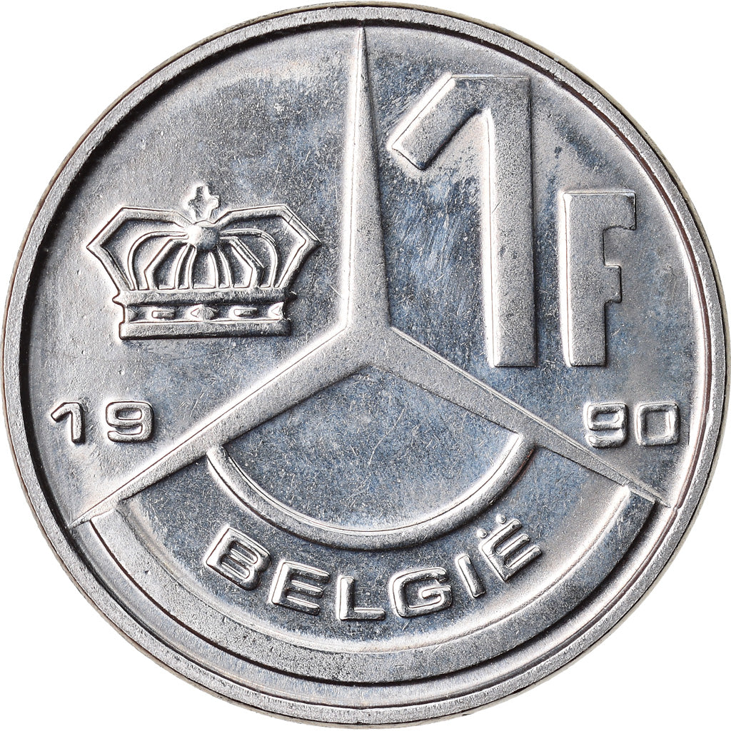 Münze, Belgien, Franc, 1990, UNZ+, Nickel Plated Iron, KM:171