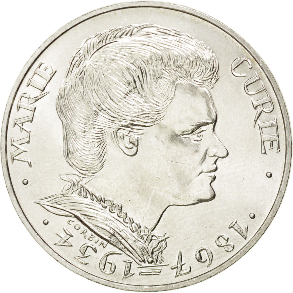 FRANCE, Marie Curie, 100 Francs, 1984, KM #955, MS(63), Silver, Gadoury #899,...