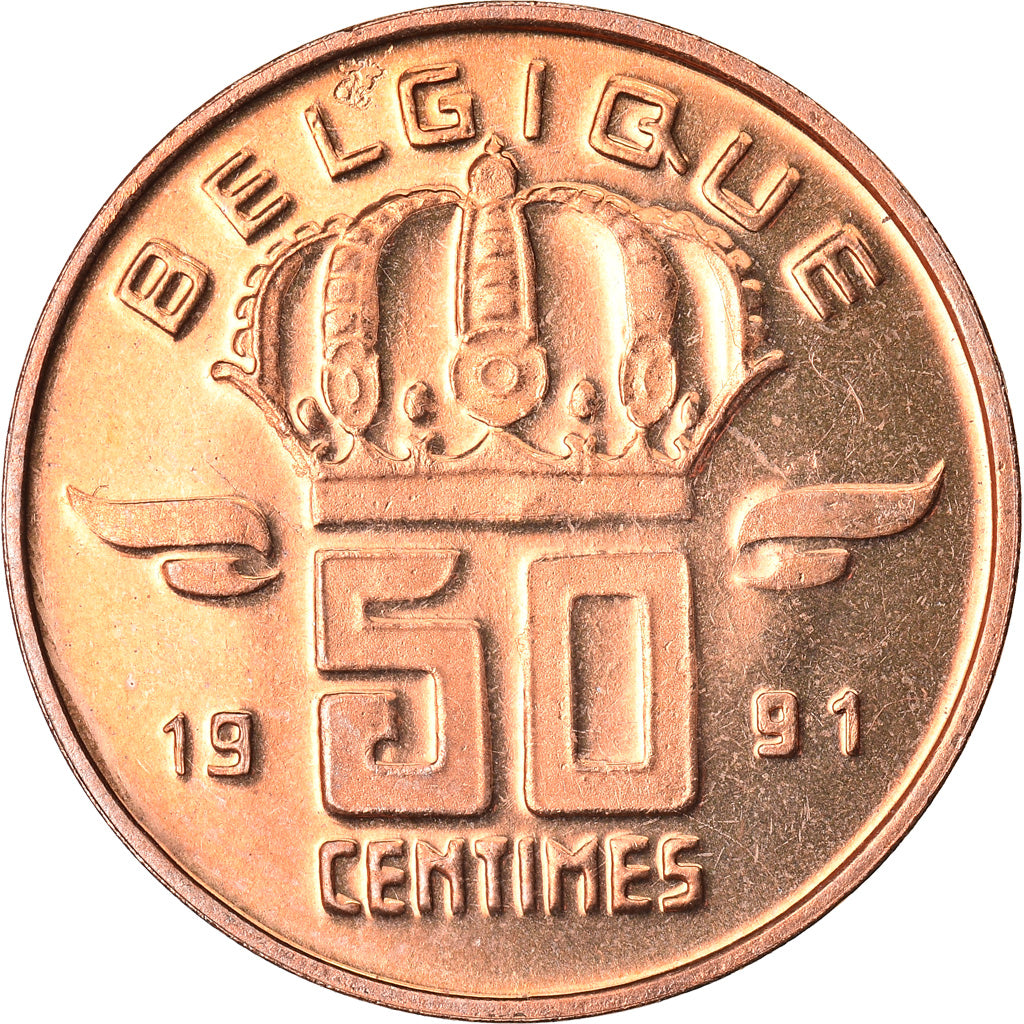 Coin, Belgium, Baudouin I, 50 Centimes, 1991, MS(64), Bronze, KM:148.1
