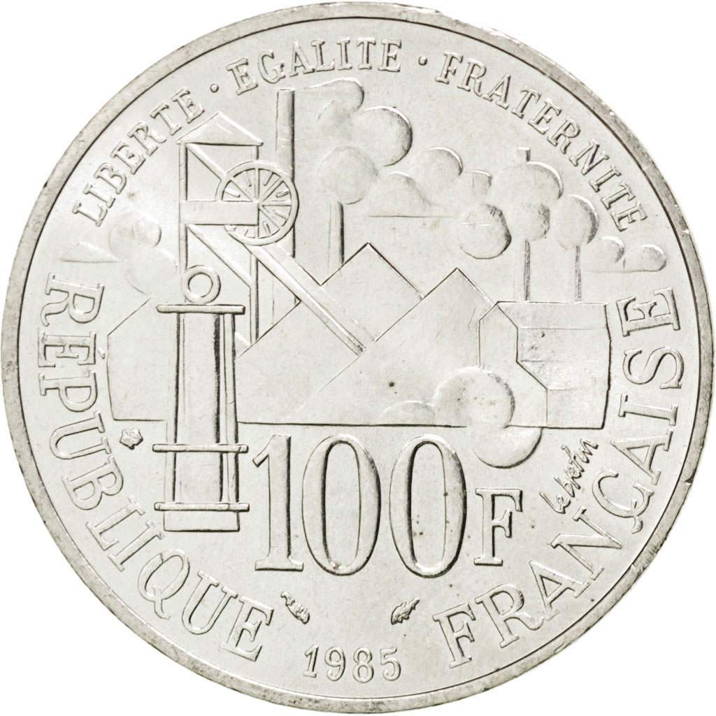 FRANCE, Germinal, 100 Francs, 1985, KM #957, MS(63), Silver, Gadoury #900, 14.95