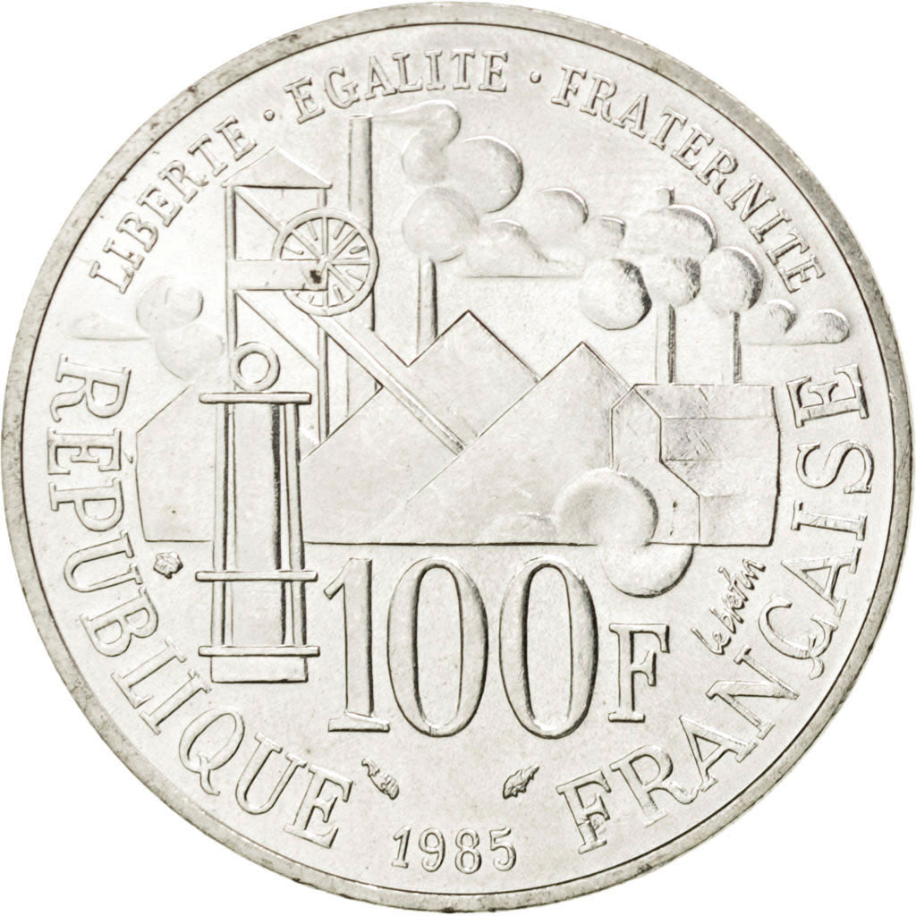 FRANCE, Germinal, 100 Francs, 1985, KM #957, MS(63), Silver, Gadoury #900, 15.01