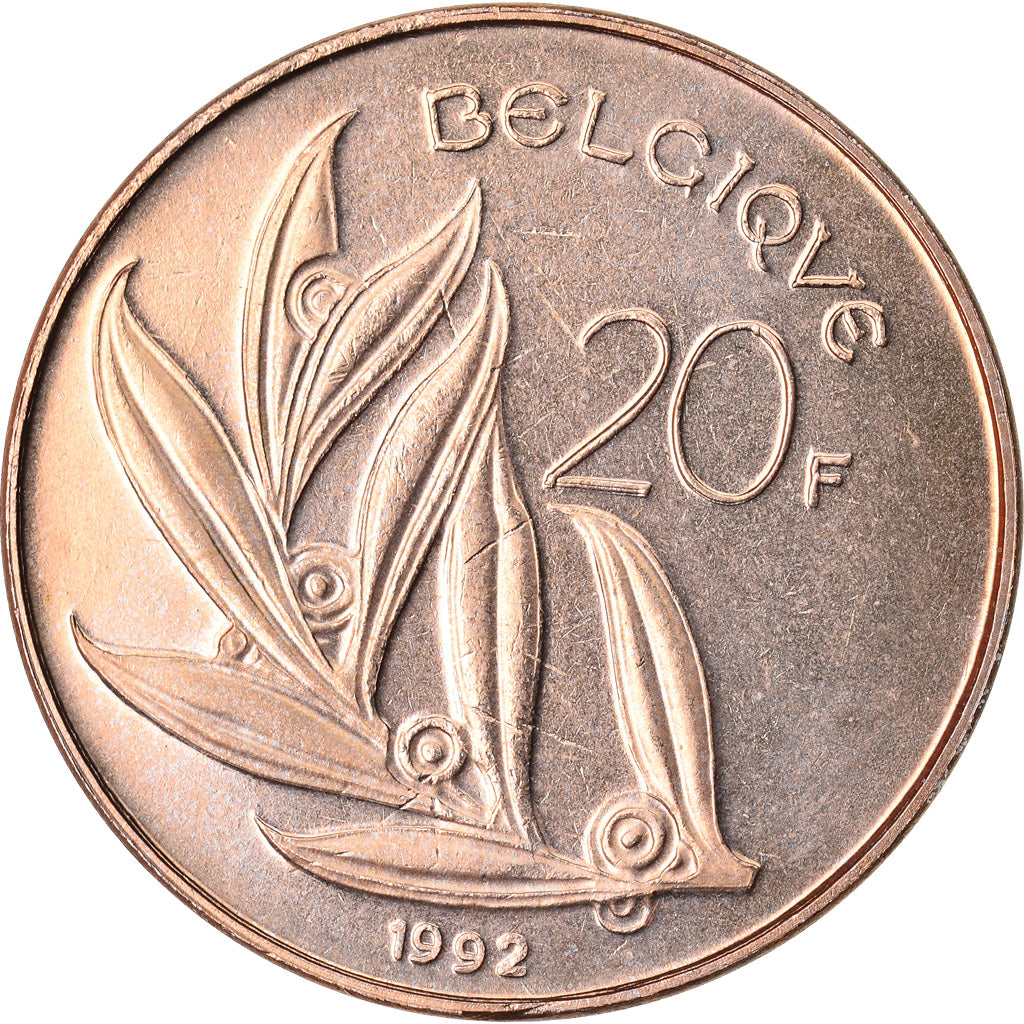 Coin, Belgium, 20 Francs, 20 Frank, 1992, MS(65-70), Nickel-Bronze, KM:159