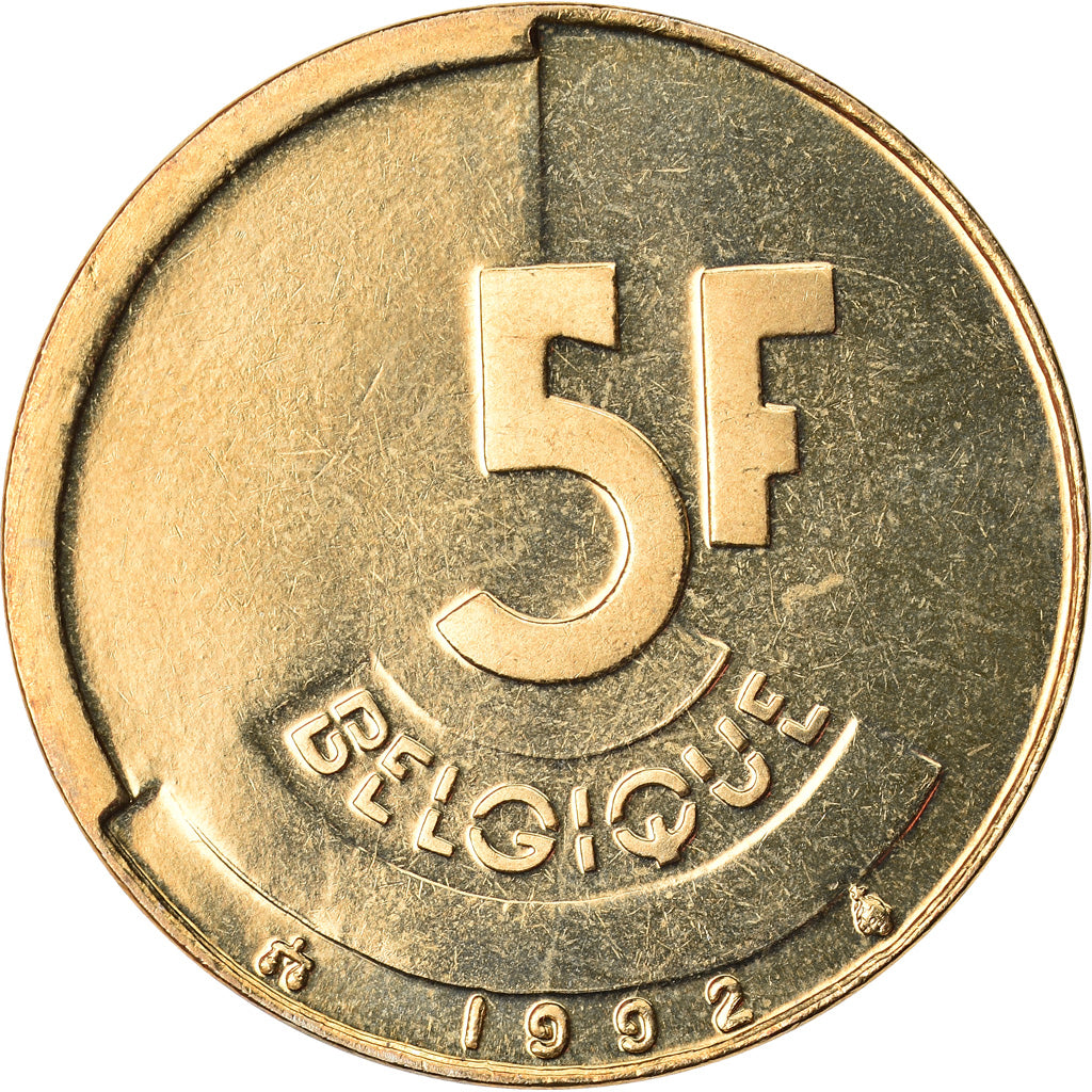 Coin, Belgium, 5 Francs, 5 Frank, 1992, MS(65-70), Brass Or Aluminum-Bronze