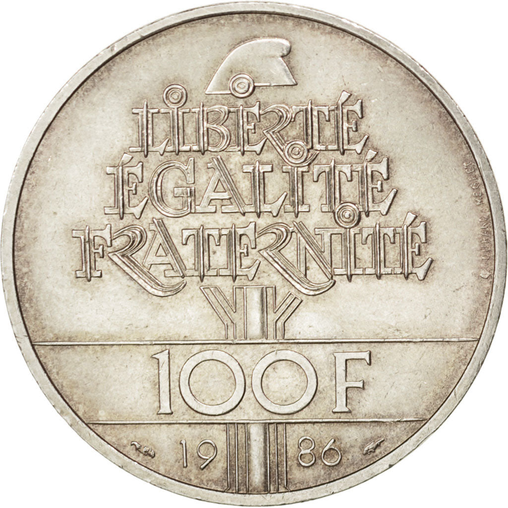 FRANCE, Statue de la Liberté, 100 Francs, 1986, KM #960, MS(63), Silver, 31, G..