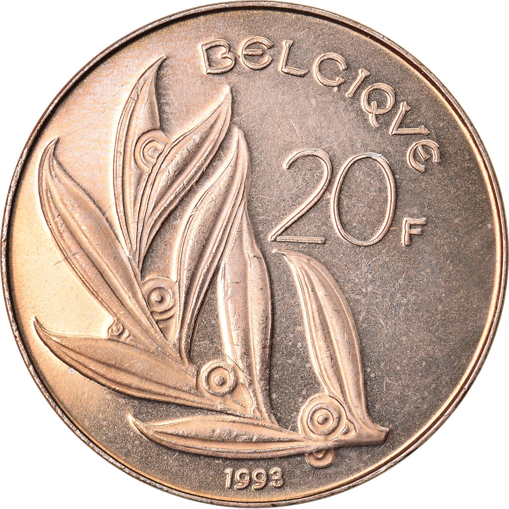 Coin, Belgium, 20 Francs, 20 Frank, 1993, MS(65-70), Nickel-Bronze, KM:159
