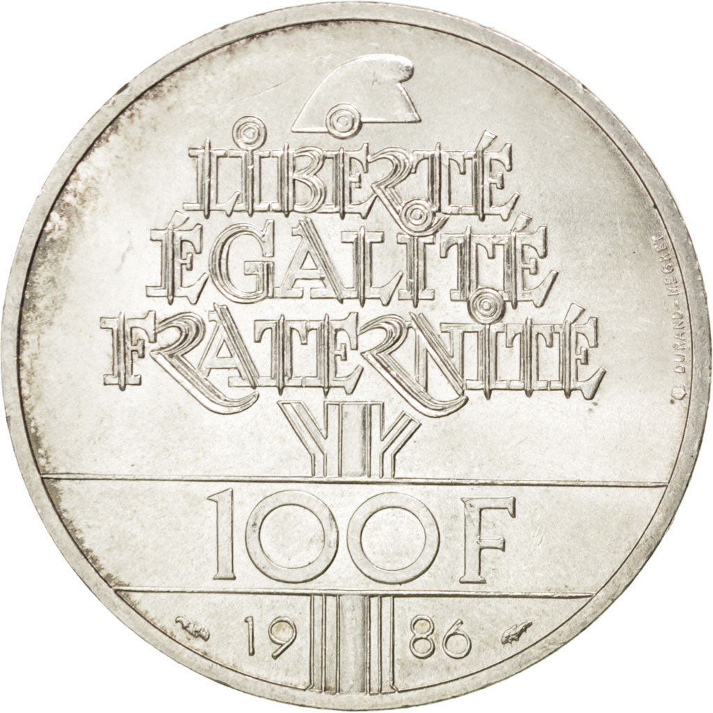 FRANCE, Statue de la Liberté, 100 Francs, 1986, KM #960, MS(63), Silver, 31, G..