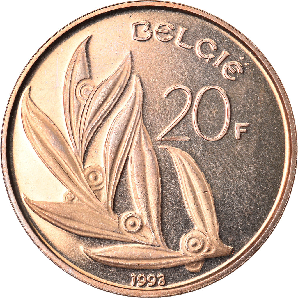 Coin, Belgium, 20 Francs, 20 Frank, 1993, MS(65-70), Nickel-Bronze, KM:160