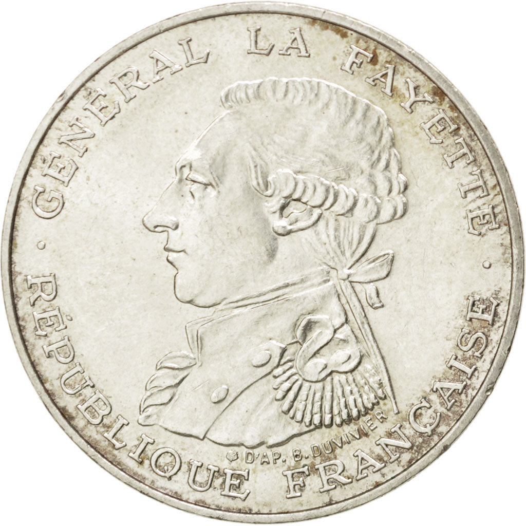 FRANCE, Lafayette, 100 Francs, 1987, KM #962, MS(60-62), Silver, 31, Gadoury...