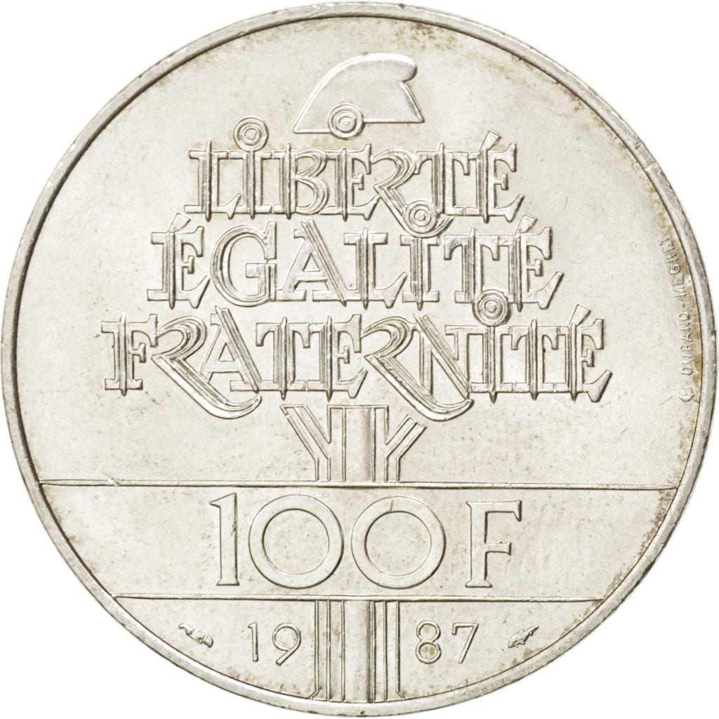 FRANCE, Lafayette, 100 Francs, 1987, KM #962, MS(60-62), Silver, 31, Gadoury...
