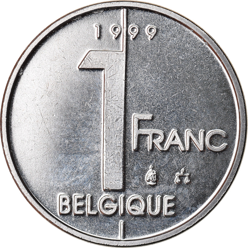 Coin, Belgium, Albert II, Franc, 1999, Brussels, MS(65-70), Nickel Plated Iron