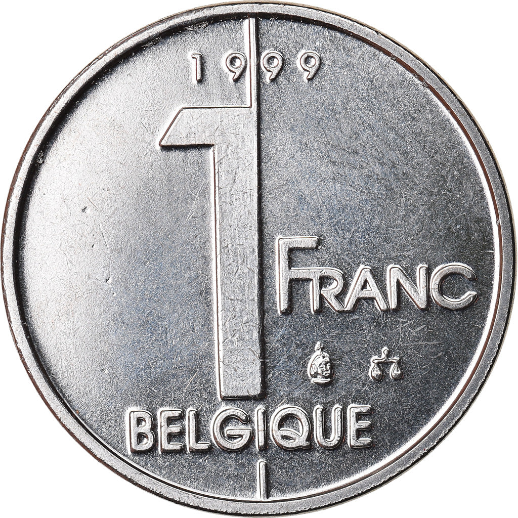 Coin, Belgium, Albert II, Franc, 1999, Brussels, MS(64), Nickel Plated Iron