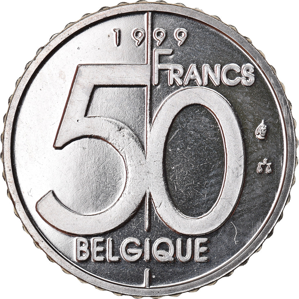 Coin, Belgium, Albert II, 50 Francs, 50 Frank, 1999, Brussels, MS(64), Nickel