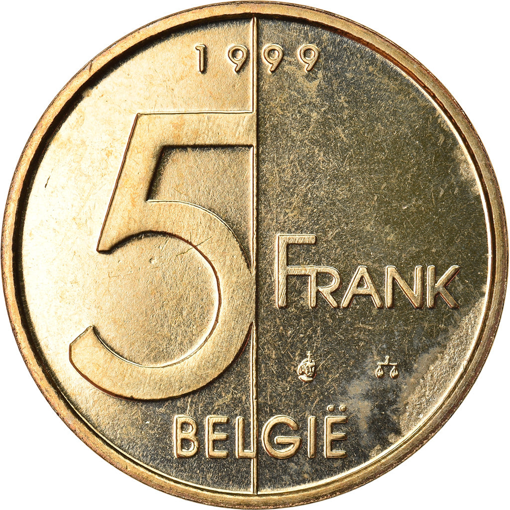 Coin, Belgium, Albert II, 5 Francs, 5 Frank, 1999, Brussels, MS(65-70)