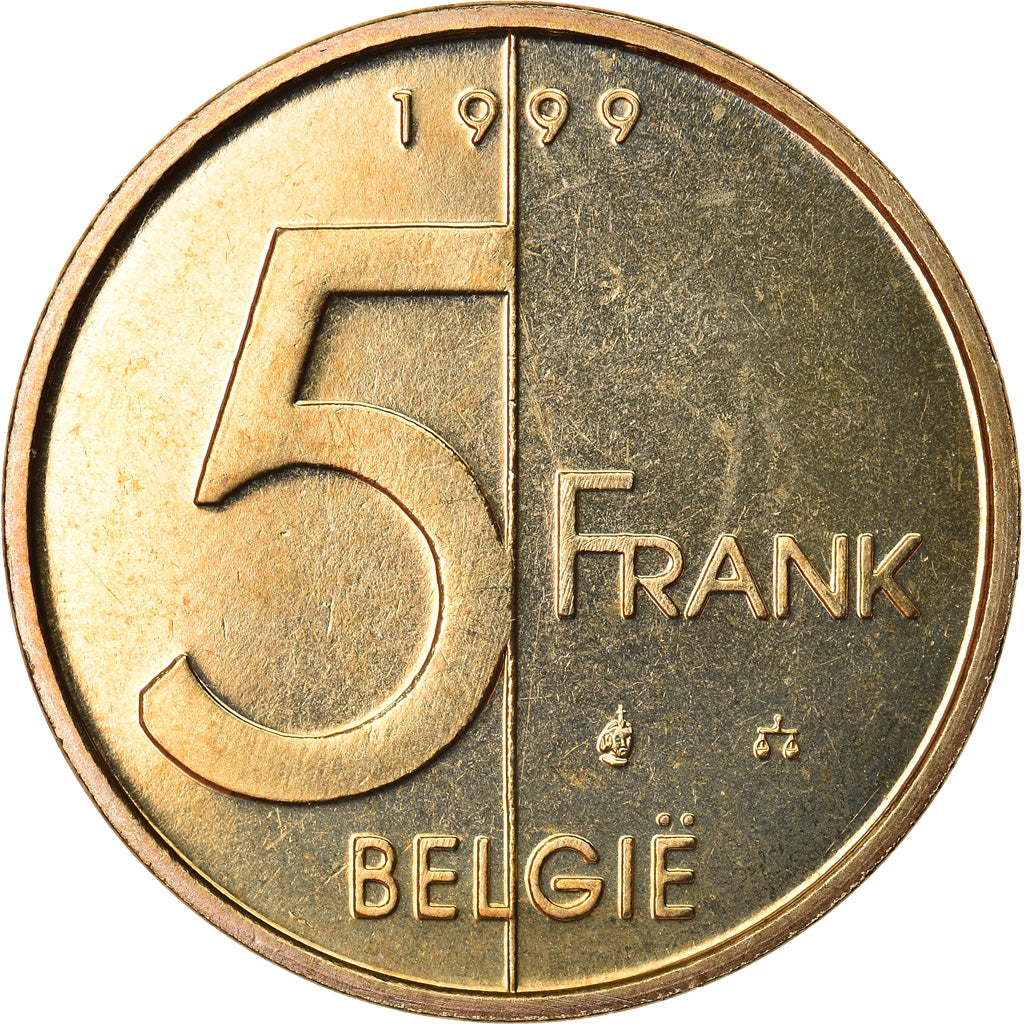 Coin, Belgium, Albert II, 5 Francs, 5 Frank, 1999, Brussels, MS(64)
