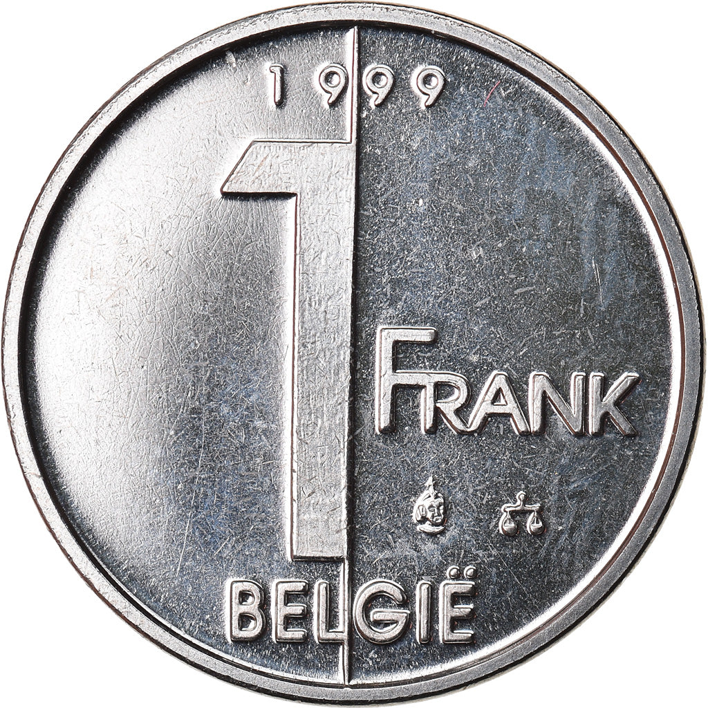 Coin, Belgium, Albert II, Franc, 1999, Brussels, MS(64), Nickel Plated Iron