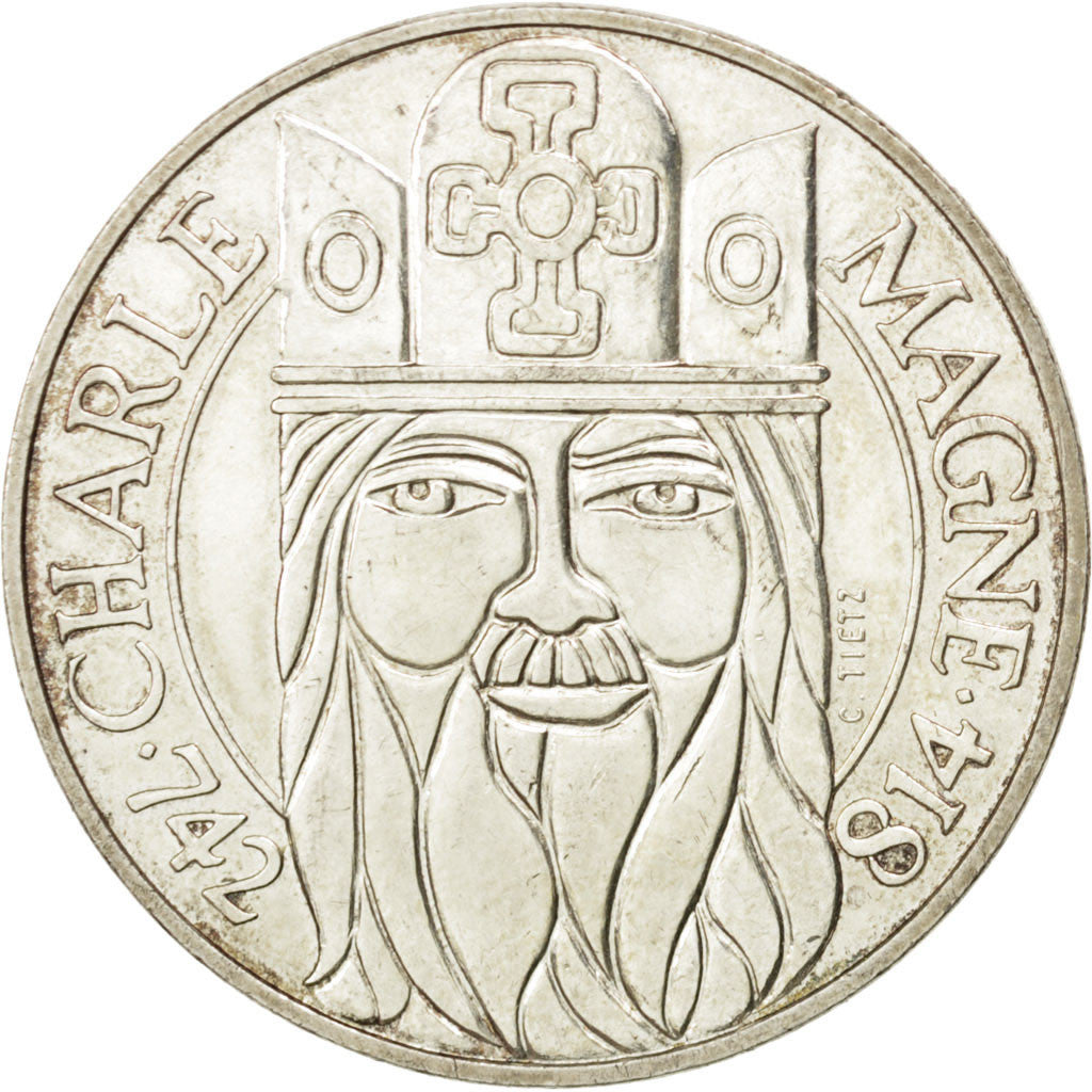 FRANCE, Charlemagne, 100 Francs, 1990, KM #982, AU(55-58), Silver, Gadoury...