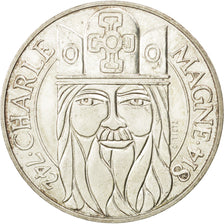 FRANCE, Charlemagne, 100 Francs, 1990, KM #982, AU(55-58), Silver, Gadoury...
