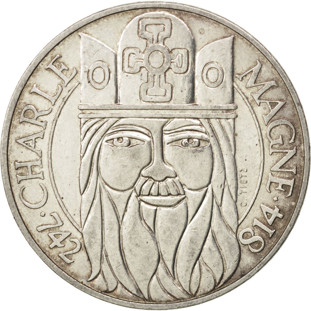 FRANCE, Charlemagne, 100 Francs, 1990, KM #982, AU(55-58), Silver, Gadoury...