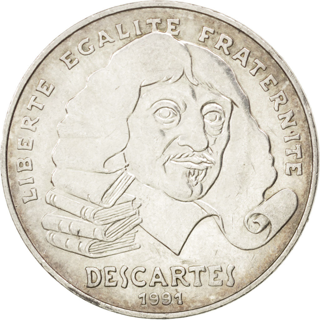 FRANCE, Descartes, 100 Francs, 1991, KM #996, AU(55-58), Silver, Gadoury #906,..