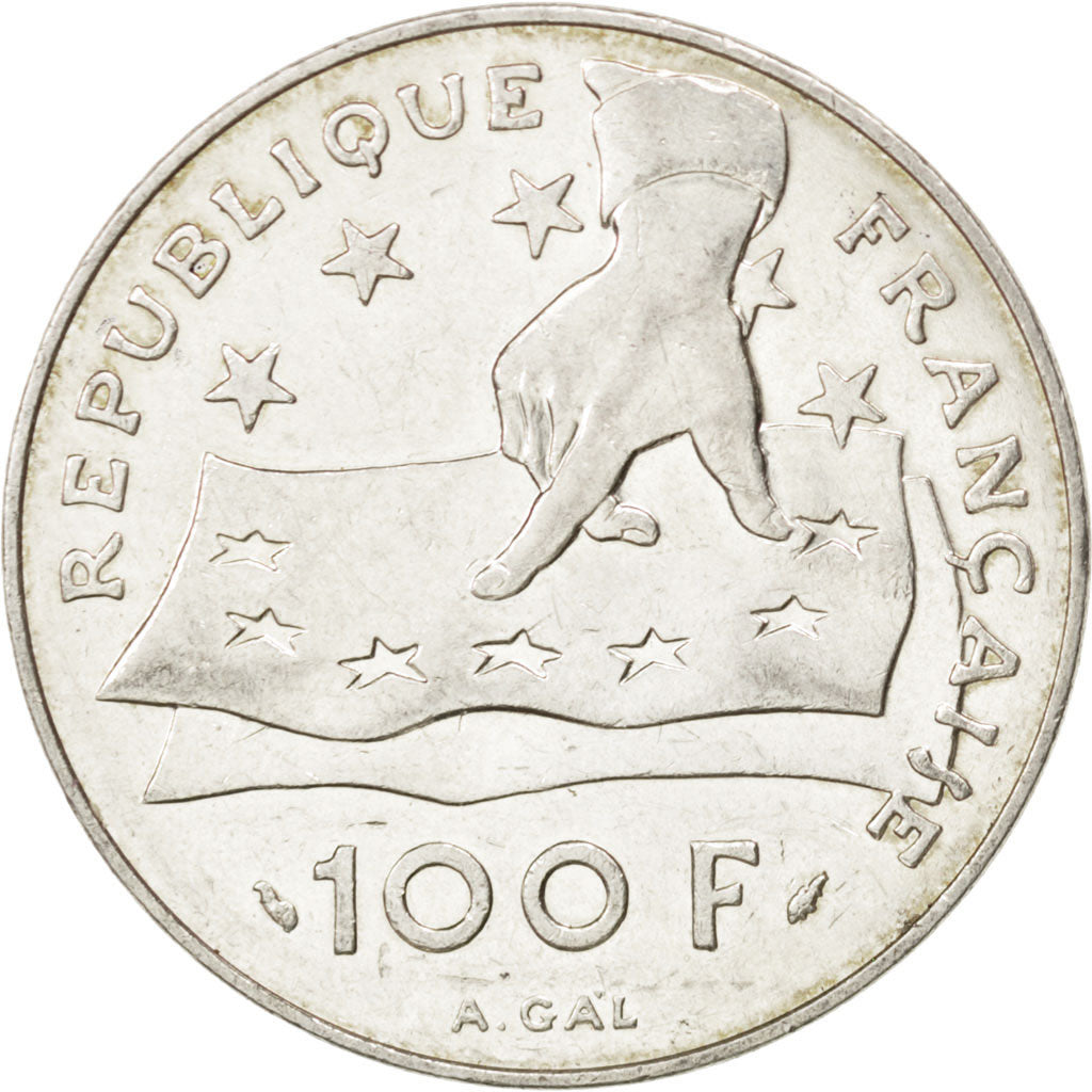 Francia, Descartes, 100 Francs, 1991, SPL-, Argento, KM:996, Gadoury:906