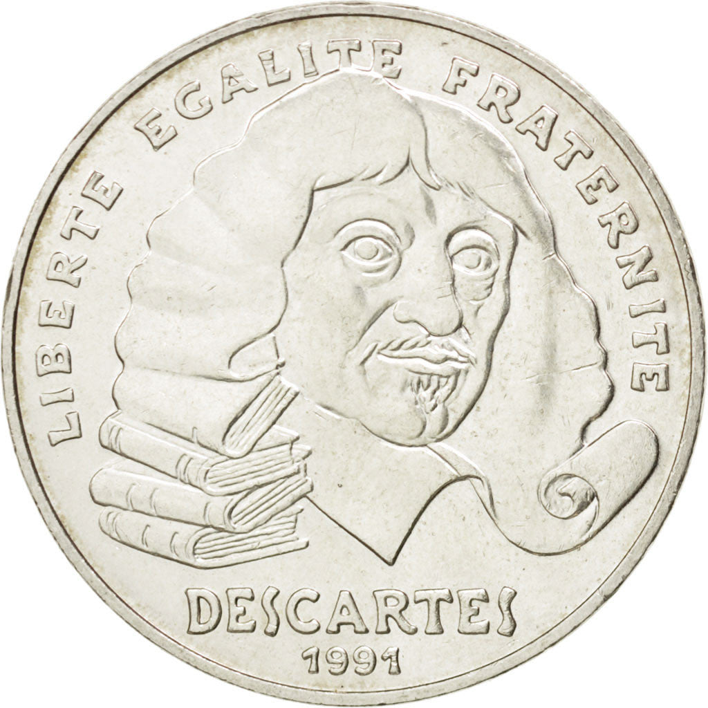 FRANCE, Descartes, 100 Francs, 1991, KM #996, MS(60-62), Silver, Gadoury #906,..