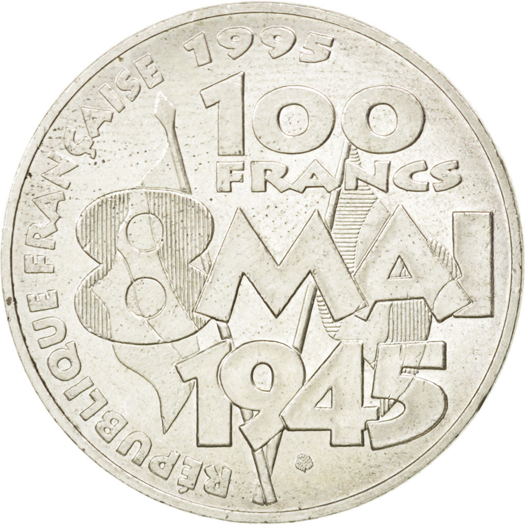 FRANCE, 8 mai 1945, 100 Francs, 1995, KM #1116.1, AU(55-58), Silver, 31,...