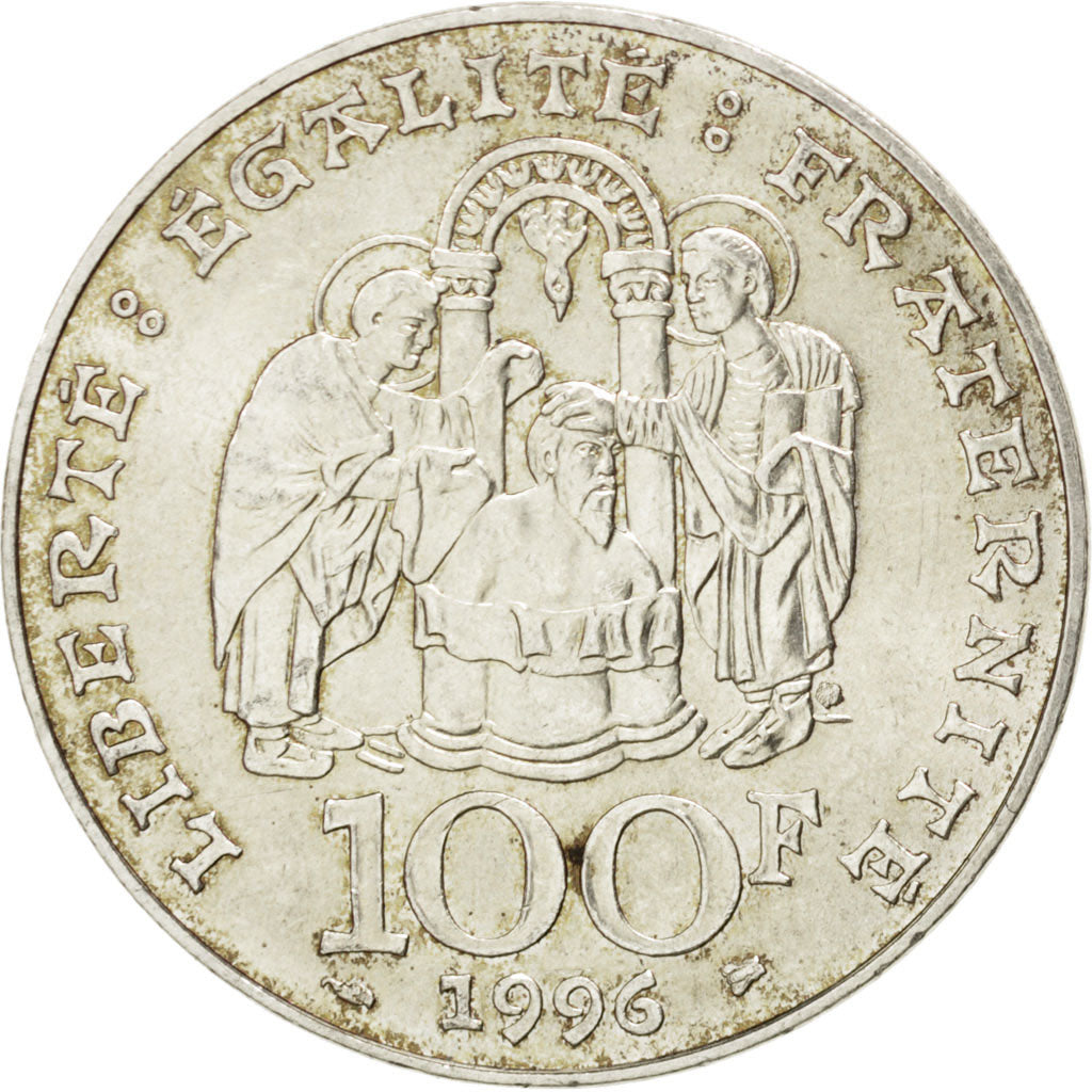 FRANCE, Clovis, 100 Francs, 1996, KM #1180, MS(60-62), Silver, Gadoury #953,...