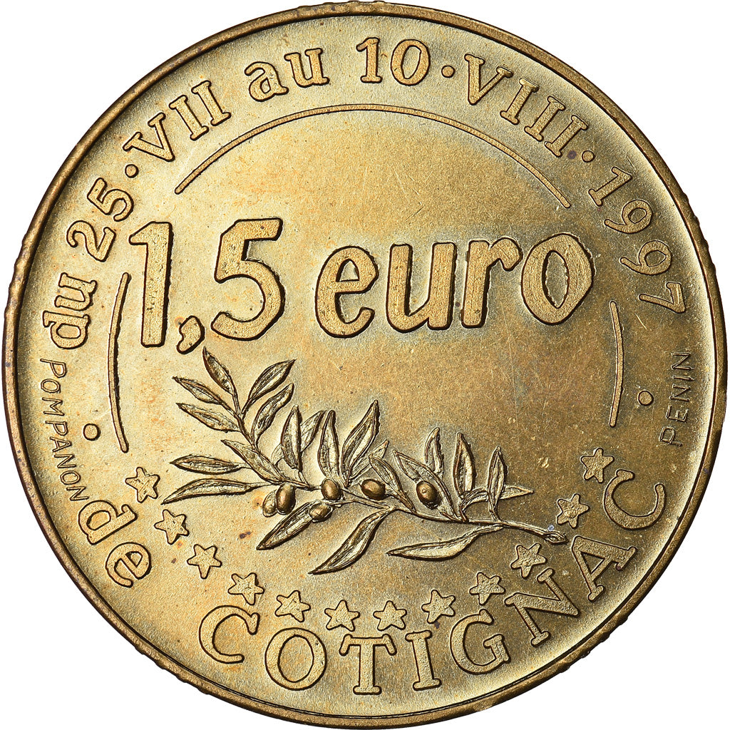 Francja, 1-1/2 Euro, Euro des Villes, 1997, Cotignac - Village de caractère