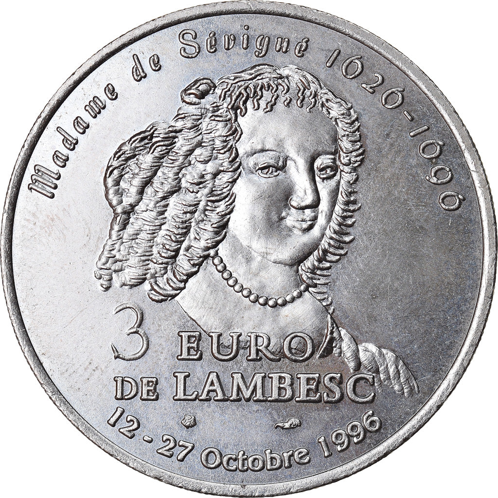Frankreich, 3 Euro, Euro des Villes, 1996, Lambesc - Madame de Sévigné, VZ