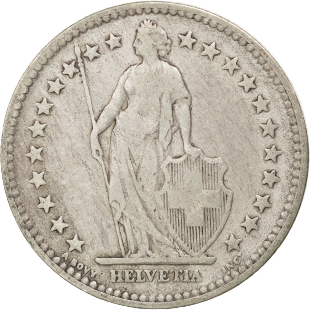 SWITZERLAND, 2 Francs, 1879, Bern, KM #21, EF(40-45), Silver, 27.4, 9.73