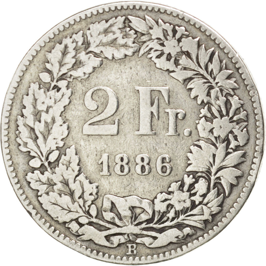 Monnaie, Suisse, 2 Francs, 1886, Bern, TB, Argent, KM:21