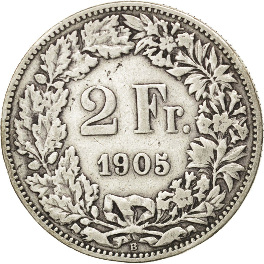SWITZERLAND, 2 Francs, 1905, Bern, KM #21, EF(40-45), Silver, 27.4, 9.80