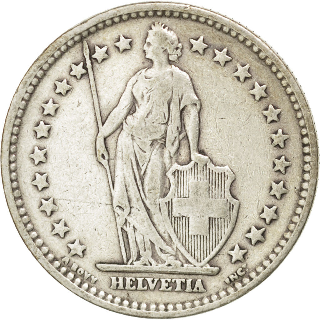 Coin, Switzerland, 2 Francs, 1907, Bern, EF(40-45), Silver, KM:21